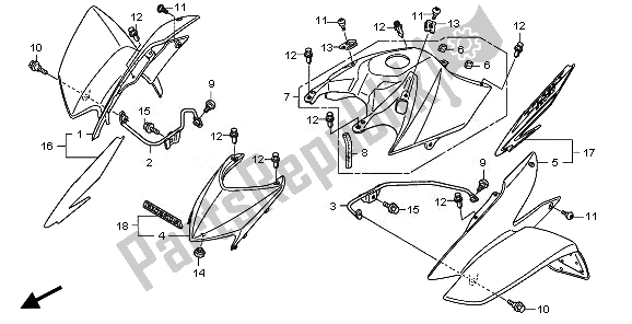 Todas las partes para Guardabarros Delantero de Honda TRX 250 EX 2008