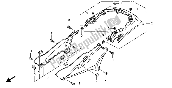 Tutte le parti per il Coperchio Laterale E Cappuccio Posteriore del Honda ST 1300A 2007