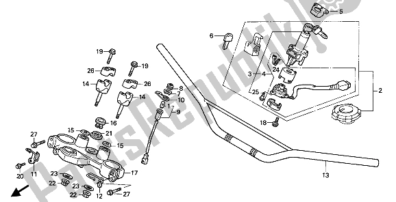 Tutte le parti per il Gestire Il Tubo E Il Ponte Superiore del Honda NX 650 1991