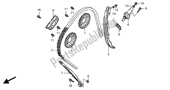 All parts for the Cam Chain & Tensioner of the Honda CB 900F Hornet 2004