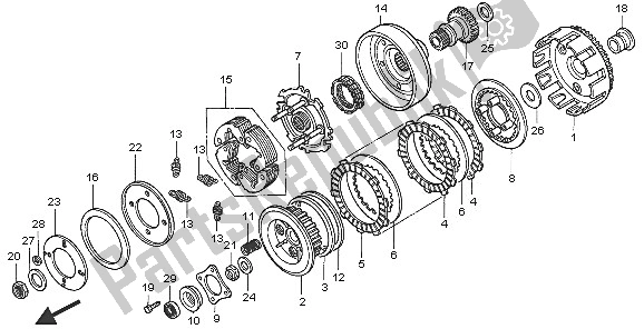 Todas las partes para Embrague de Honda TRX 350 FE Fourtrax 4X4 ES 2005