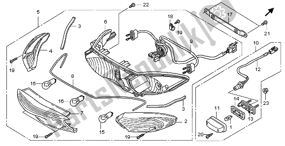 All parts for the Rear Combination Light of the Honda CBF 1000 2007