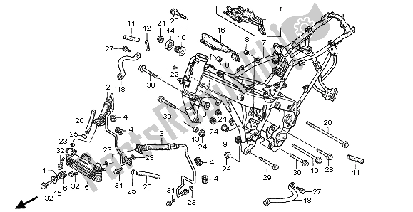All parts for the Frame Body & Oil Cooler of the Honda CBR 1000F 1995