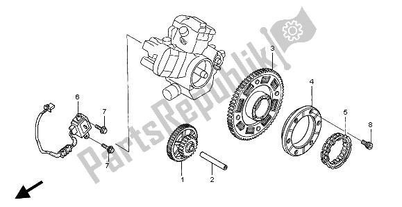 All parts for the Pulse Generator & Starting Clutch of the Honda XL 1000V 2004