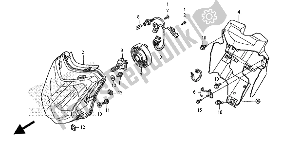 Tutte le parti per il Faro del Honda NC 700S 2012