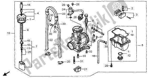 All parts for the Carburetor of the Honda CR 250R 1998