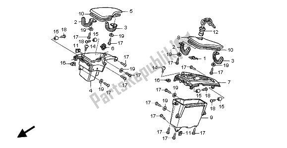 All parts for the Cowl Pocket of the Honda ST 1300A 2002