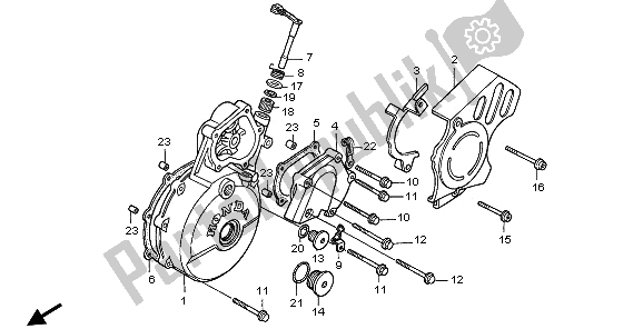 Alle onderdelen voor de Linker Carterdeksel van de Honda FMX 650 2005