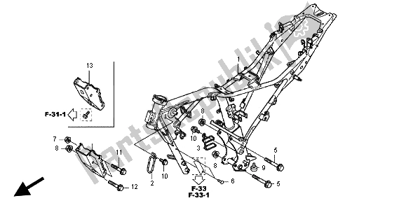 All parts for the Frame Body of the Honda CBF 125M 2013