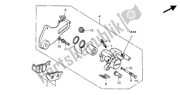 Toutes les pièces pour le étrier De Frein Arrière du Honda CBR 125R 2004