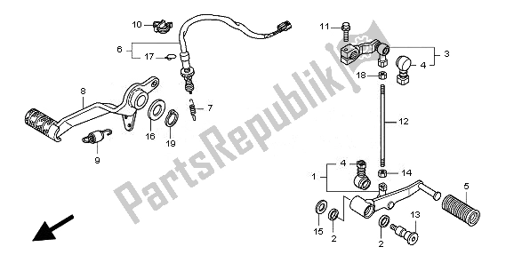 All parts for the Brake Pedal & Change Pedal of the Honda CBF 600 NA 2010