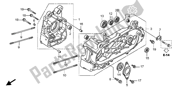 All parts for the Crankcase of the Honda SH 150 2009