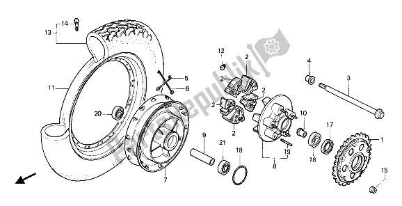 Todas as partes de Roda Traseira do Honda CMX 450C 1986