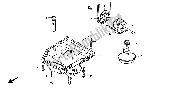 All parts for the Oil Pan & Oil Pump of the Honda CB 600F2 Hornet 2001