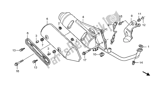 All parts for the Exhaust Muffler of the Honda PES 125 2012