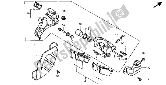 Todas las partes para Pinza De Freno Trasero de Honda CR 500R 2000