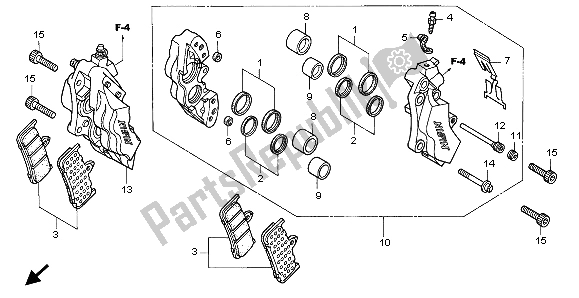 All parts for the Front Brake Caliper of the Honda VTR 1000F 1999