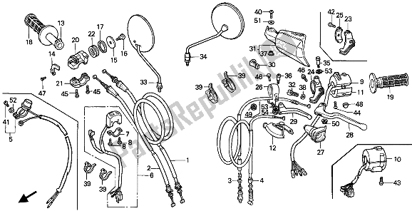 Todas las partes para Manejar Palanca E Interruptor Y Cable de Honda XR 600R 1992