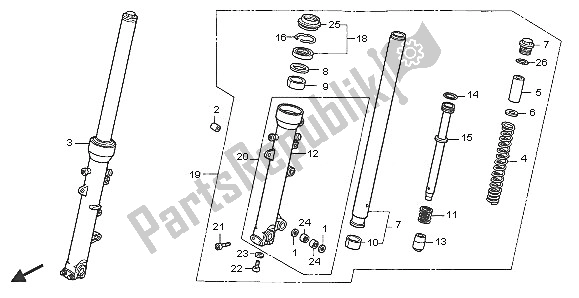 Todas as partes de Garfo Dianteiro do Honda XL 1000V 2005