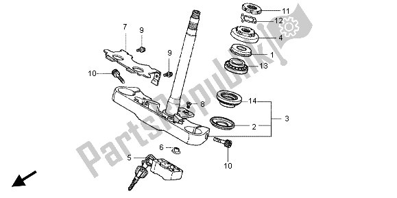 All parts for the Steering Stem of the Honda VT 750C 2004