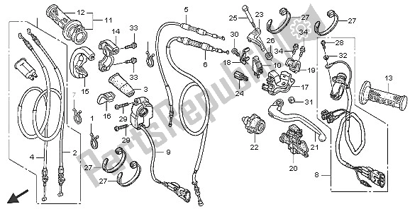 Todas las partes para Manejar La Palanca Y El Cable Del Interruptor de Honda CRF 450X 2005