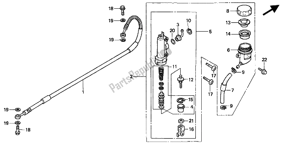 Todas las partes para Cilindro Maestro Del Freno Trasero de Honda CR 500R 2 1993