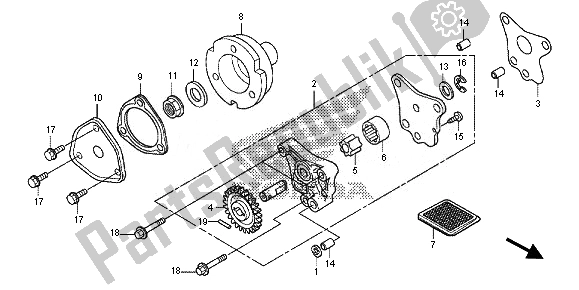 Todas as partes de Bomba De óleo do Honda CRF 125 FB LW 2014