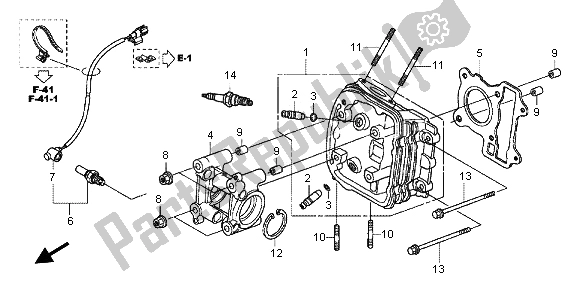 All parts for the Cylinder Head of the Honda NSC 502 WH 2013