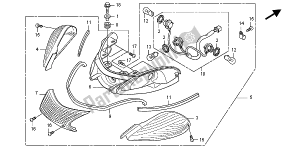 Toutes les pièces pour le Feu Arrière Combiné du Honda SH 300A 2008