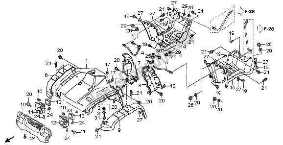 All parts for the Front Fender of the Honda TRX 450 FE Fourtrax Foreman ES 2003