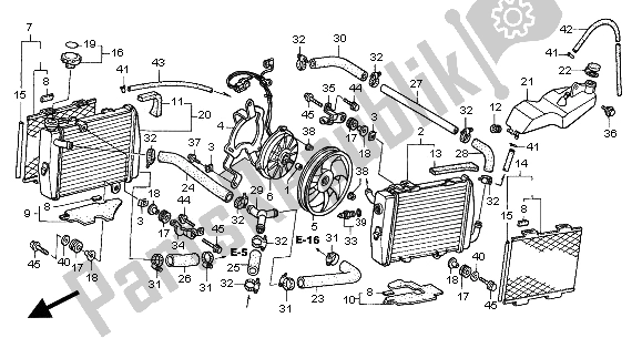 All parts for the Radiator of the Honda VTR 1000 SP 2000