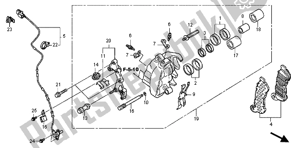 All parts for the Front Brake Caliper of the Honda VT 750 CS 2012