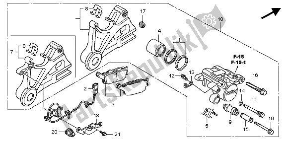 All parts for the Rear Brake Caliper of the Honda CBF 1000 FTA 2010