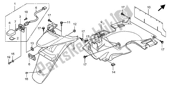 Todas las partes para Guardabarros Trasero de Honda SH 300 2010