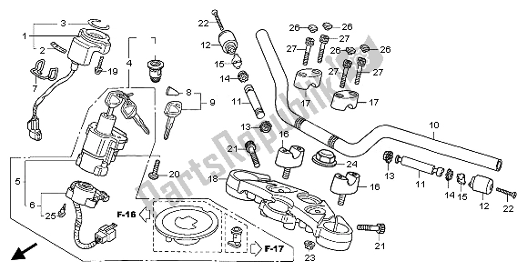 Alle onderdelen voor de Handvatpijp & Hoogste Brug van de Honda CBF 1000 2006