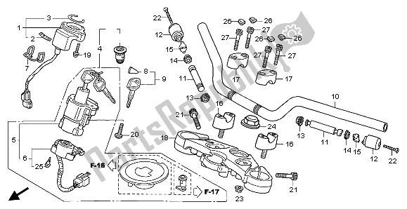 All parts for the Handle Pipe & Top Bridge of the Honda CBF 1000 2006