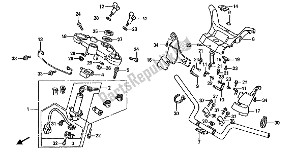 Todas las partes para Manejar Tubo Y Puente Superior de Honda ST 1100 1992