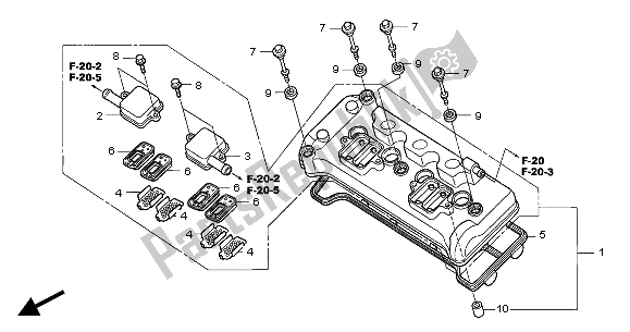 All parts for the Cylinder Head Cover of the Honda CBR 1000 RR 2004