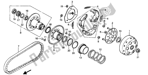 All parts for the Driven Face of the Honda CN 250 1 1994