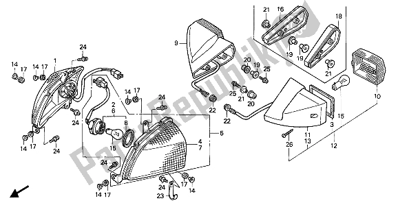 Todas as partes de Piscadela do Honda CBR 1000F 1990