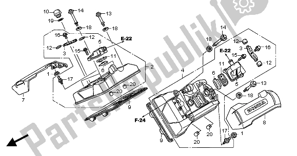 All parts for the Cylinder Head Cover of the Honda ST 1300 2004