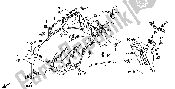 All parts for the Rear Fender of the Honda ST 1300A 2010