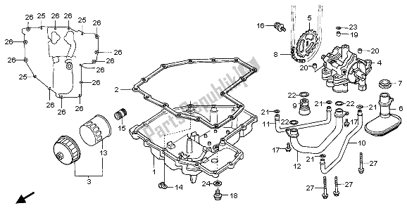 All parts for the Oil Pump & Oil Pan & Oil Filter of the Honda CBR 1000F 1999