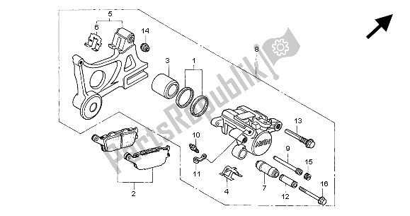 Alle onderdelen voor de Achter Remklauw van de Honda CBR 600F 2000