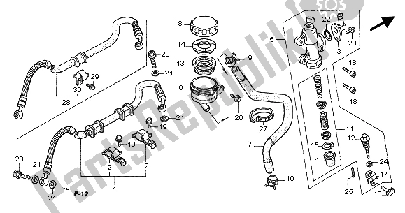 All parts for the Rear Brake Master Cylinder of the Honda CB 600F2 Hornet 2002