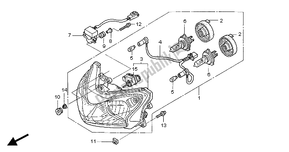All parts for the Headlight (eu) of the Honda ST 1300A 2004