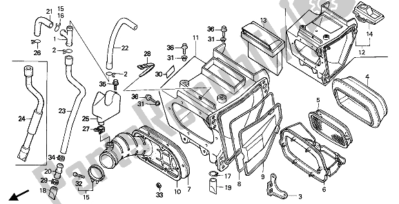 Todas as partes de Filtro De Ar do Honda XR 250R 1990