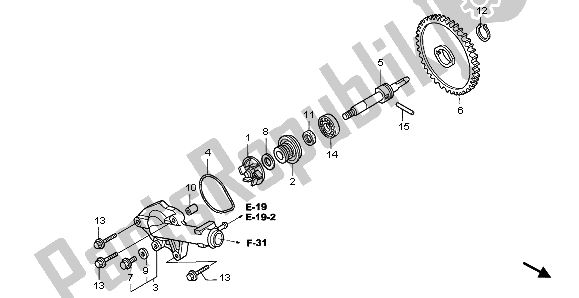 Alle onderdelen voor de Waterpomp van de Honda VT 125C 2003