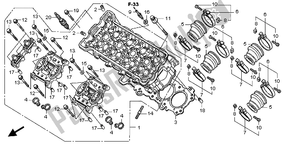All parts for the Cylinder Head of the Honda CB 600F3 Hornet 2009