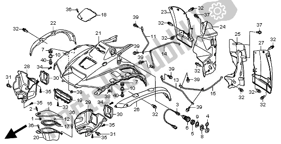 Tutte le parti per il Parafango Anteriore del Honda TRX 500 FE Foretrax Foreman ES 2010